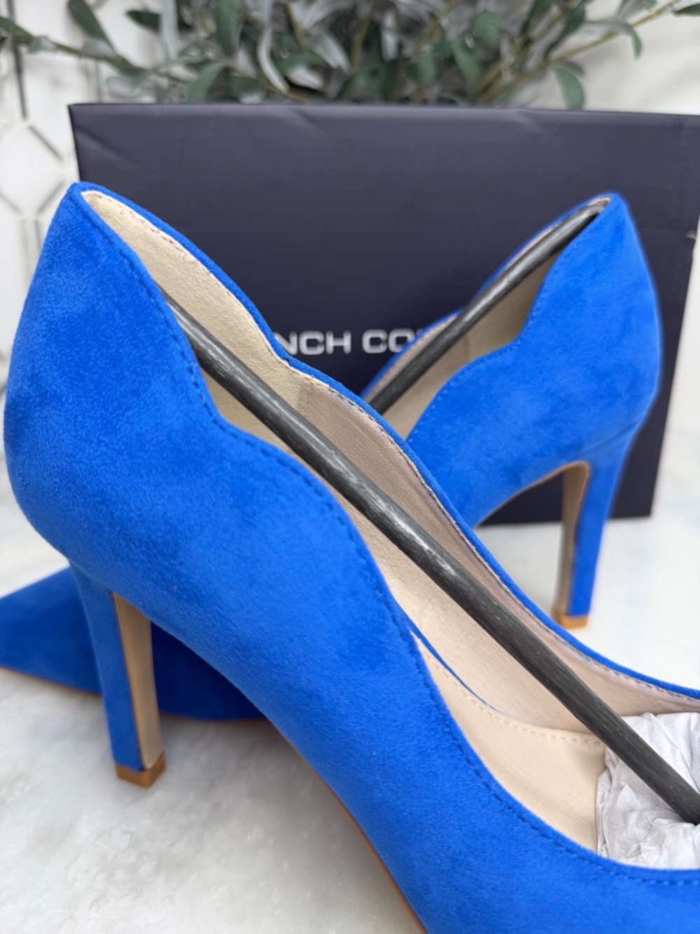 French Connection Blue Scalloped Pumps Wedding Guest Heels 7.5 - Picture 8 of 14